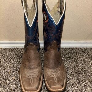 Stylish Brown and Blue Cowboy Boots